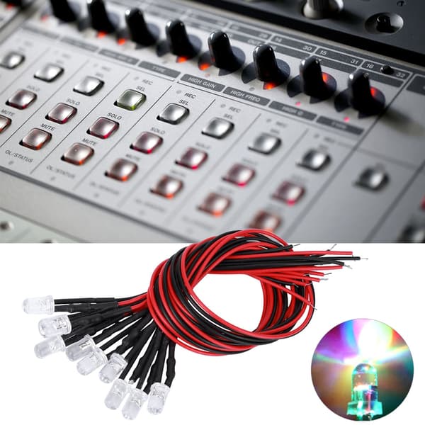 50 pcs 12V Pre-wired Round Head LED Light Bead 5mm Multi-color Fast Flashing