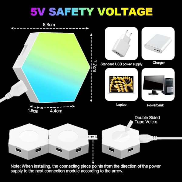 12 Pieces Smart Hexagon LED Wall Panels, RGB App/Music Sync for Game Room Decoration