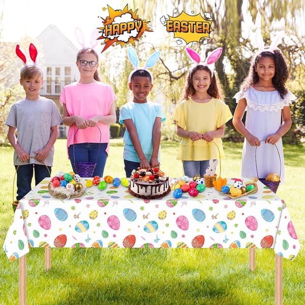 2-pack Easter Tablecloths - Colorful Easter Egg Tablecloths, 108 x 54 inches