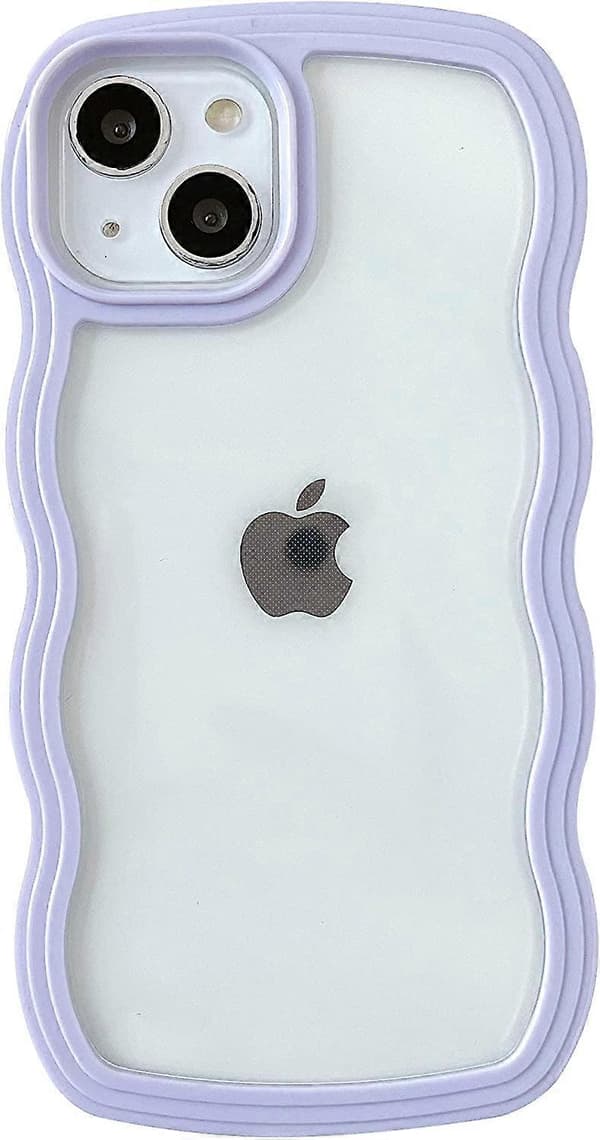 Søtt krøllete bølgete ramme-deksel, støtsikkert og mykt, kompatibelt med iPhone-deksel (Lilla, iPhone 13 Pro Max)