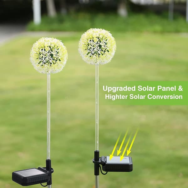 Solcellelamper utendørs, 4 stk løvetannblomst solcellelamper med