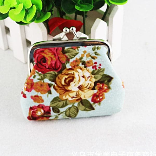 Retro Rose Lille Pung med Kysselås Møntpung Dame Piger Sort 9x7cm