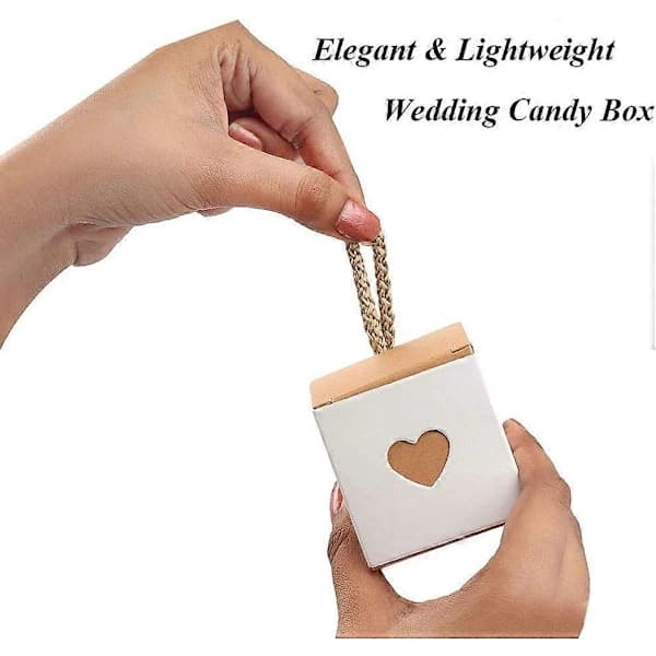 50 st Kraftpapper Godisbox, Presentbox i Papper, Hjärtformade Presentaskar, 5,5 x 5,5 x 5,5 cm Vikbar Presentask i Kraftpapper