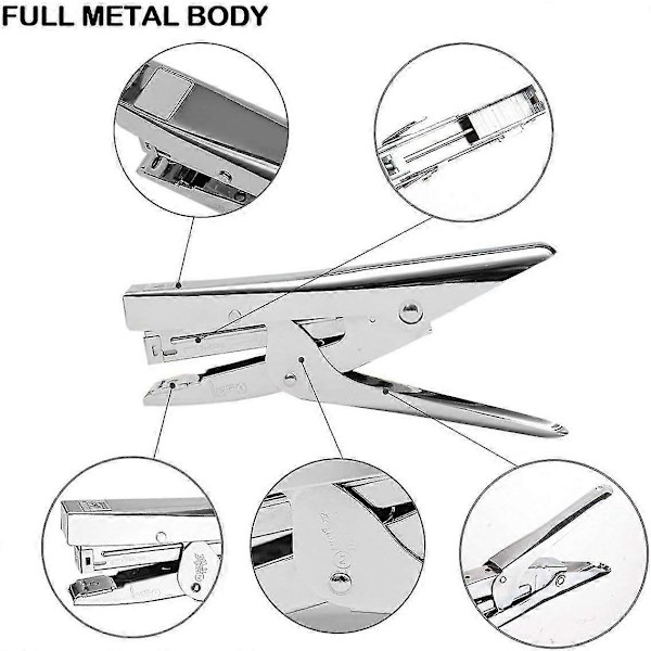 Plier Stapler Heavy Duty Office Stapler Handheld 20-Sheet Stapler Paper Stapling Machine with 2000 Staples, Silver