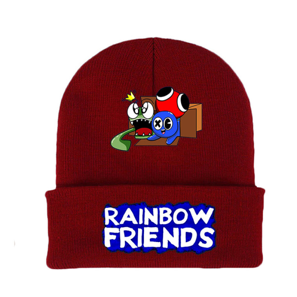 Rainbow friend stickad mössa kall vinter varm mössa Black