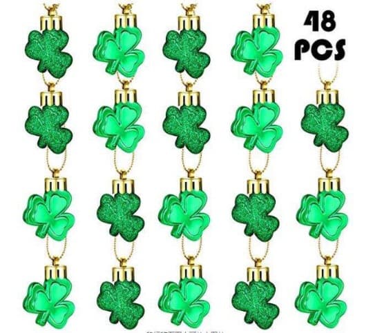 48 St. Patricks Day Shamrock Ornaments, Lucky Clover