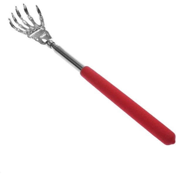 Red Extendable Telescopic Back Scratcher - Massage Stick for Itchy Back, Adjustable Accessory