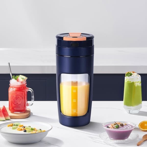 600 ML Portable Blender, Portable Smoothie Maker, 20000 RPM Powerful Smoothie Blender with 4 Blades (Blue)