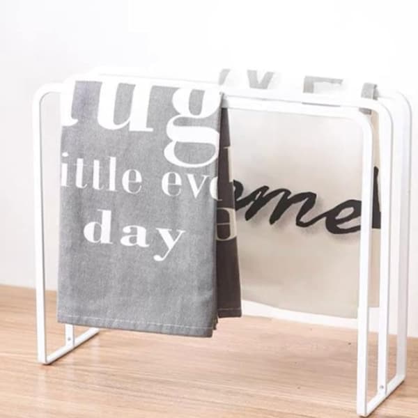 Stainless Steel Iron Dishcloth Rack for Kitchen Countertop, Freestanding Dishcloth Holder for Kitchen Towels White White