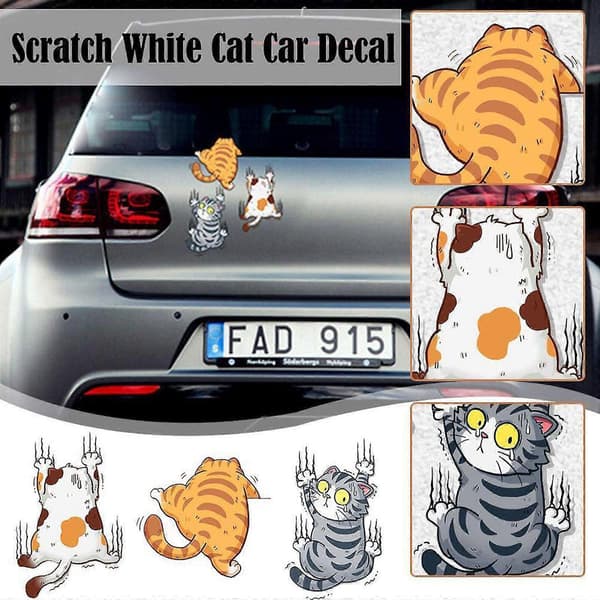 3 stk. søde kattebilmærkater 3D dyrevinylmærkat tegneseriebilmærkater_tfrf