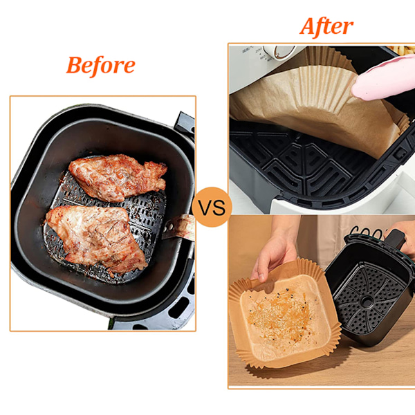 50/100 kpl Airfryer-setti Airfryer Uuni Leivinpaperi Keittiötarvikkeet Neliö Square 100pcs