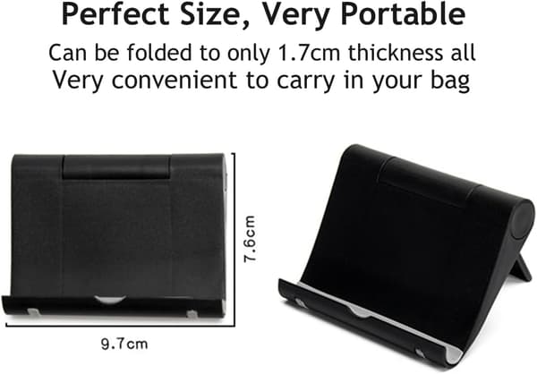 Desktop Phone Holder 2-pack, Foldable, Universal Adjustable Tablet Holder for Desk (Black+White)