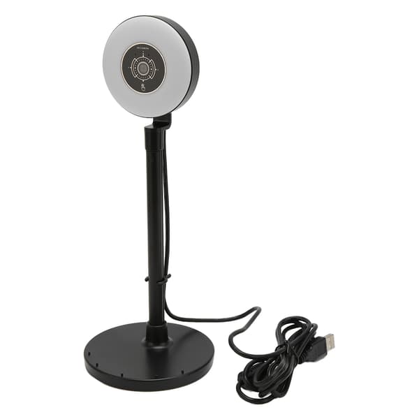HD Webcam with Adjustable Light, Built-in Microphone, USB HD 1080P Autofocus Webcam with Extendable Pole, Black Autofocus