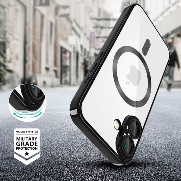 iPhone 16 deksel MagSafe - Transparent / svart iPhone 16