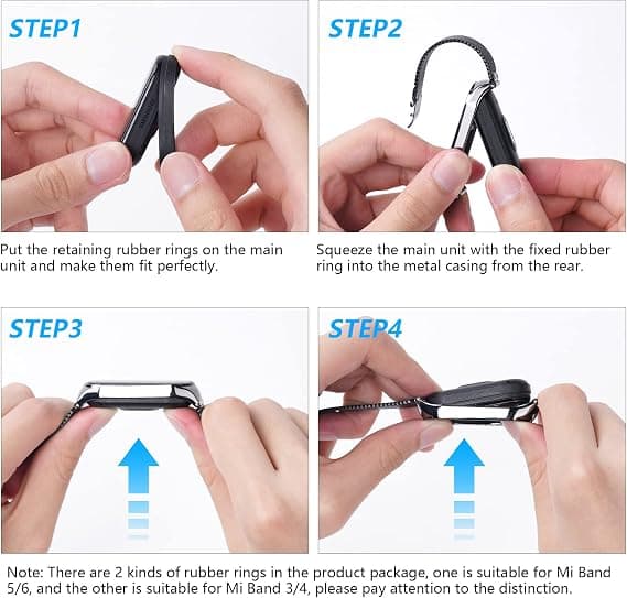 Rem til Xiaomi Mi Band 7, 1 stk justerbar sportsrem i rustfrit stål, sort