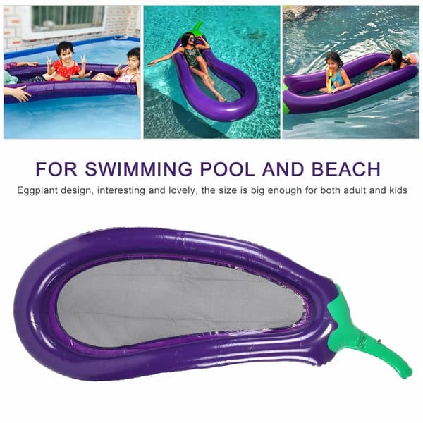 PVC Luftmadras i Aubergineform, Flydende Seng til Pool og Strand