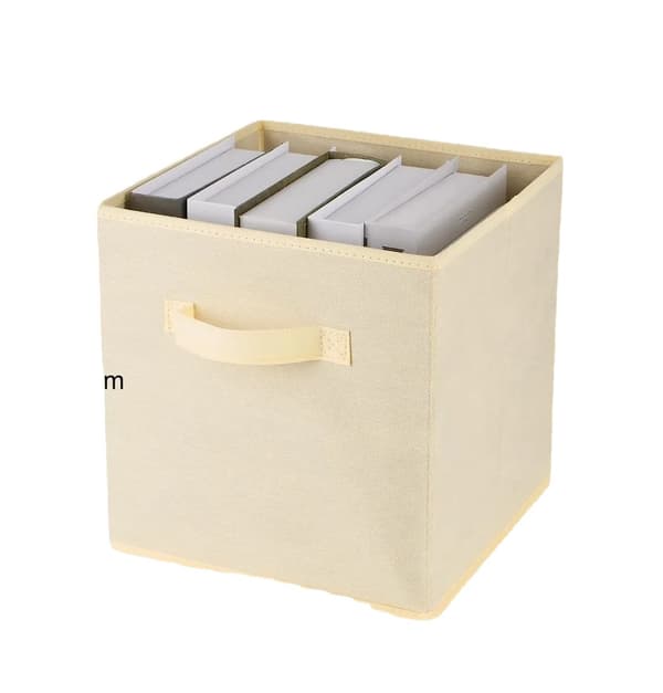 Sammenleggbare stoffoppbevaringskuber Organizer med håndtak, Beige -