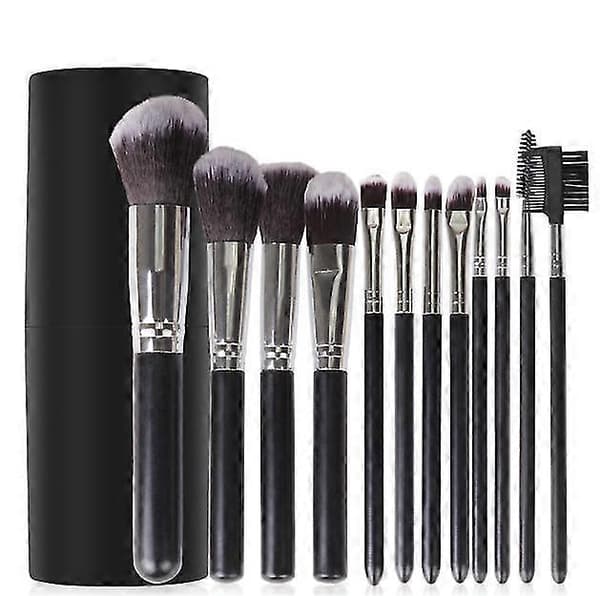 12 stk. makeupbørster, bruges til concealer syntetisk foundationbørste (sort)