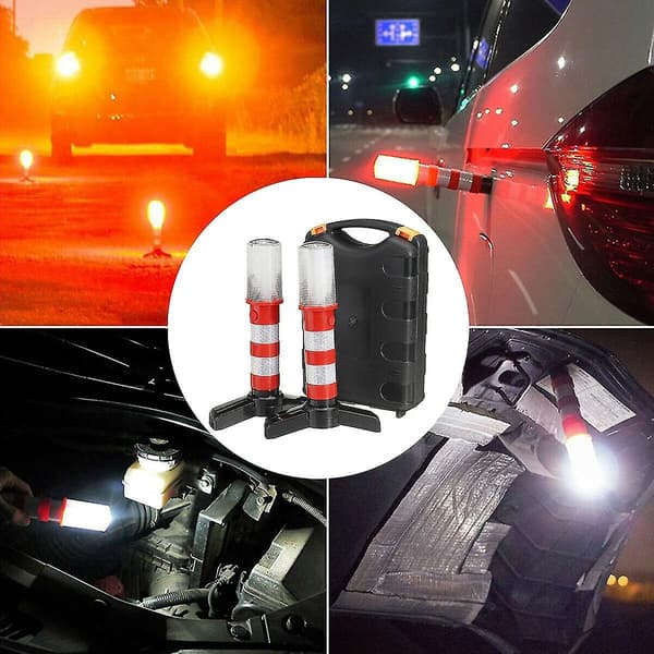 2 stk. LED Advarselslys Vejside Beacon Sikkerhedsblink