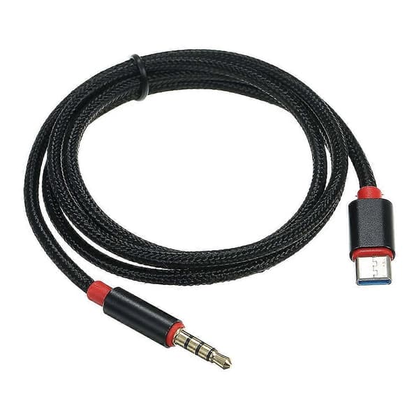 Type-C han til 3,5 mm TRRS han lydkabel 0,95 m USB-C til 3,5 mm headset bil/hjem stereo adapterkabel, 0,95 m sort