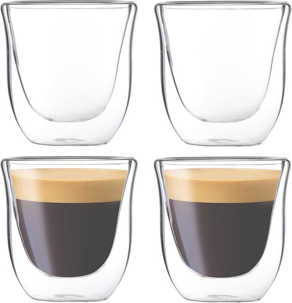 4-pak 80 ml espressokopper, dobbeltvæggede termo-isolerede espressokopper, glaskaffekopper