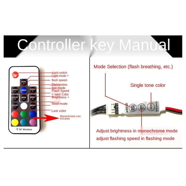 Datorfläkt belysningseffekt controller, 5v 3-pin/12v 4-pin Rgb fläkt utrustning tråd kontroll/fjärrkontroll Co