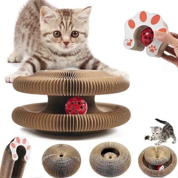 Kitty Kurlz Kattelegetøj - Magisk Organ Kattekradsebræt, Interaktiv Kradsemåtte, Foldbart Harmonika Kattelegetøj -FD4-_tfrf