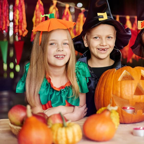 Sæt med 3 Halloween græskar pandebånd til Halloween kostumer græskar pandebånd elastisk græskar hat hovedbeklædning til Halloween festartikler
