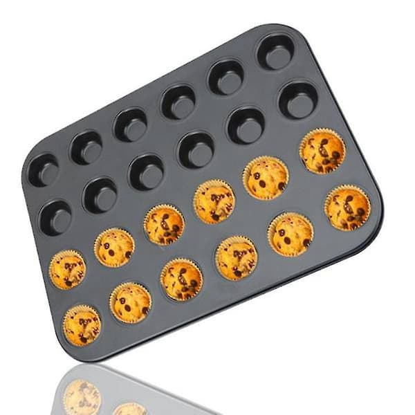 2023-nonstick kulstofstål mini muffins kage makronpande 24 hulrum