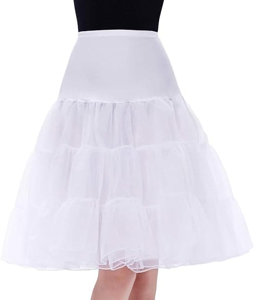 50-tals underkjol Rockabilly klänning Tyll Tutu för kvinnor Vit Vit L White L