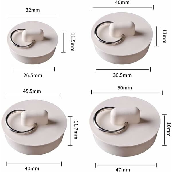 4 st gummibrunnsproppar med hängring, köksavloppsproppar, brunnsproppar för kök, badrum, badkar, handfat, diskho (4 st)