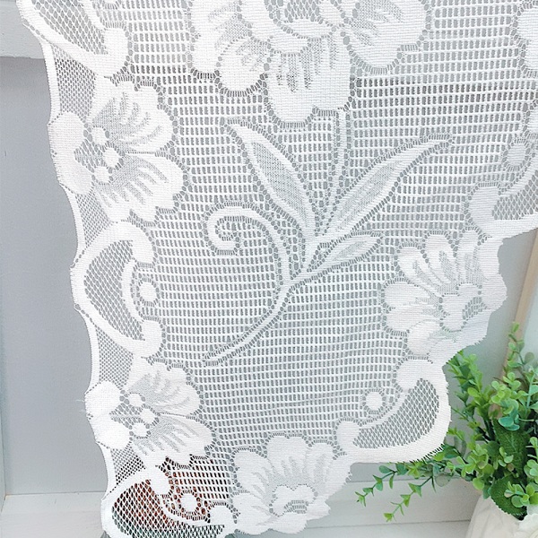Sheer Curtain Valance, Short, Transparent, Adjustable, for Kitchen (White)