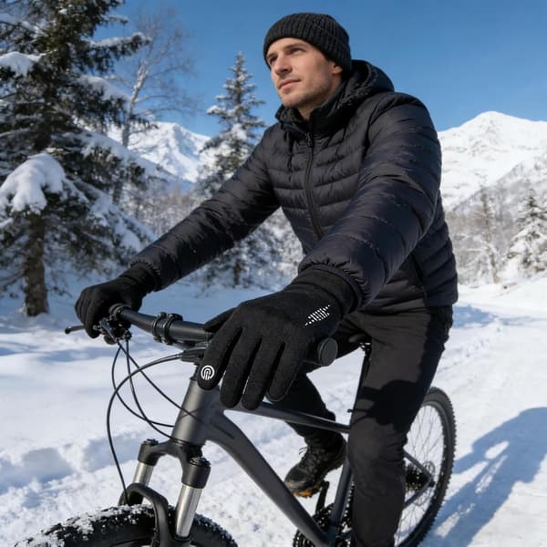 cykelhandsker, fuldfingerudstyr til koldt vejr, medium touchscreen-vinter, termisk vævning, udendørs-handsker skridsikkert greb, sportscykling, sort 1 schwarz 1