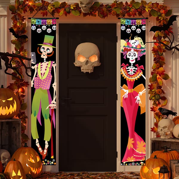 Halloween Couplet Horror Atmosphere Skeletpar Serie Halloween Dekoration Hængende Flag