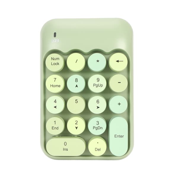 Wireless Numeric Keypad 2.4G 18 Keys Low Noise Retro Colorful Round Keycaps Number Pad for Computer Laptop