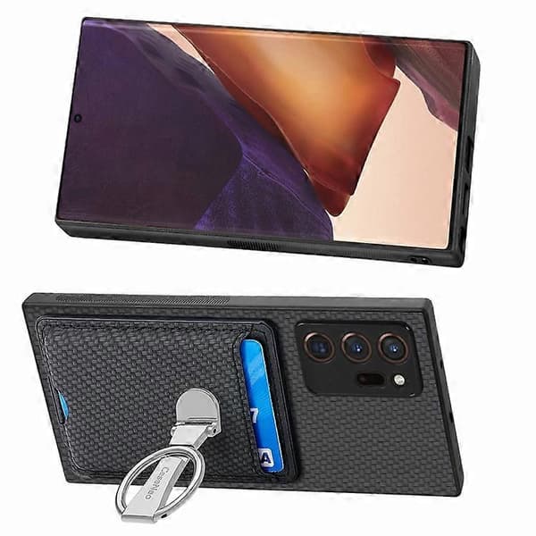 2025 Seneste model til Samsung Galaxy Note 20 Ultra Kulfiber Kortpung Foldbar Ringholder Telefoncover
