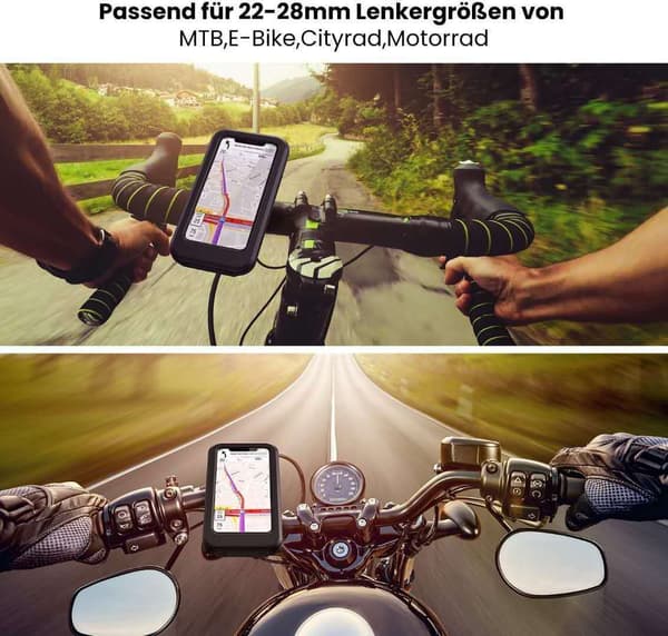 Motorcycle Phone Holder, Waterproof Bicycle Phone Holder, 360° Motorcycle Scooter Smartphone