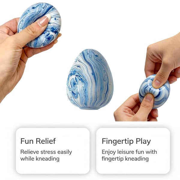 Egg-shaped textured stress relief toy (blue, 1 pc)
