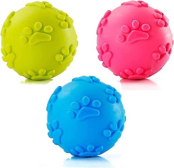 Hundelegetøjsbolde, lydlegetøjsbolde, hundelegetøjsbold til at tygge på, hvalpemolarrensebold, til små og mellemstore hunde (6 cm)