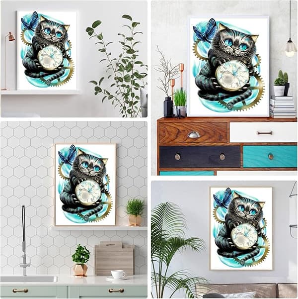 DIY 5d Diamantmaling efter nummer-sæt (30*40cm, Klokkekat), Diam