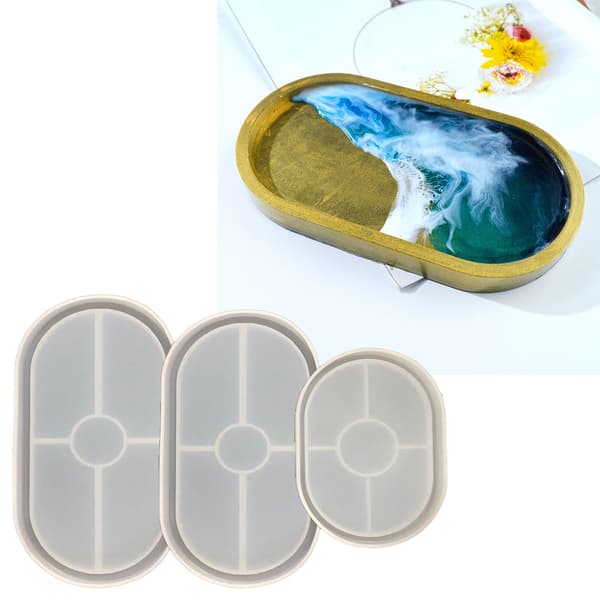 3 stk Store Mellomstore Små Ovale Brettformer DIY Coaster Form