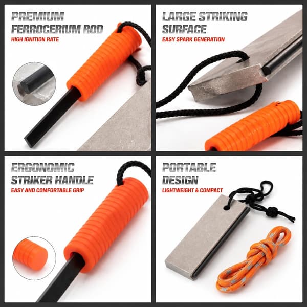 Magnesium Fire Starter 2-pak, Vandring, Jagt og Backpacking -