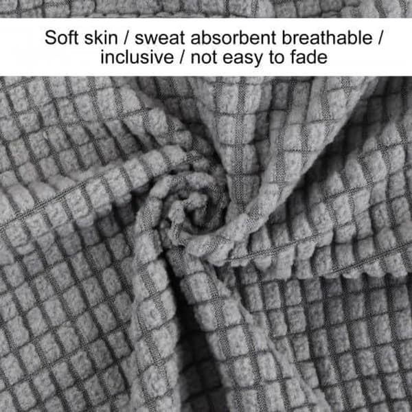 Firkantet ottoman-betræk, stræk jacquard polyester-betræk med elastisk skridsikkert bånd til stue 80-100 cm mørkegrå