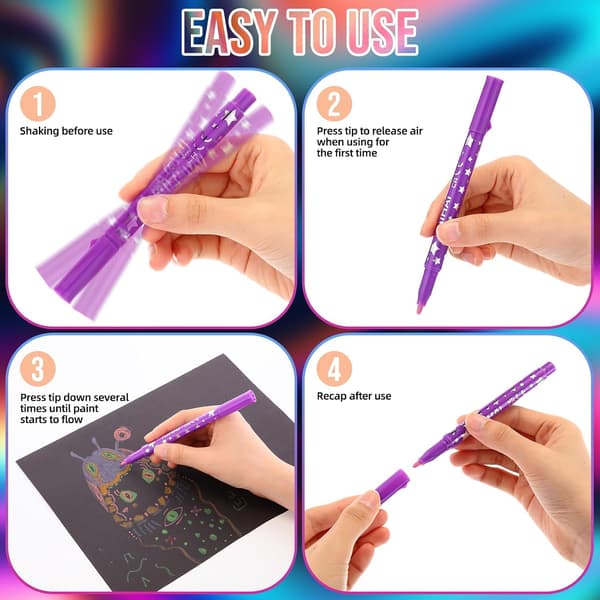 12 stk selvlysende tusjer, UV neon fluorescerende tusjpenner antall_i_pakken - item_package_quantity