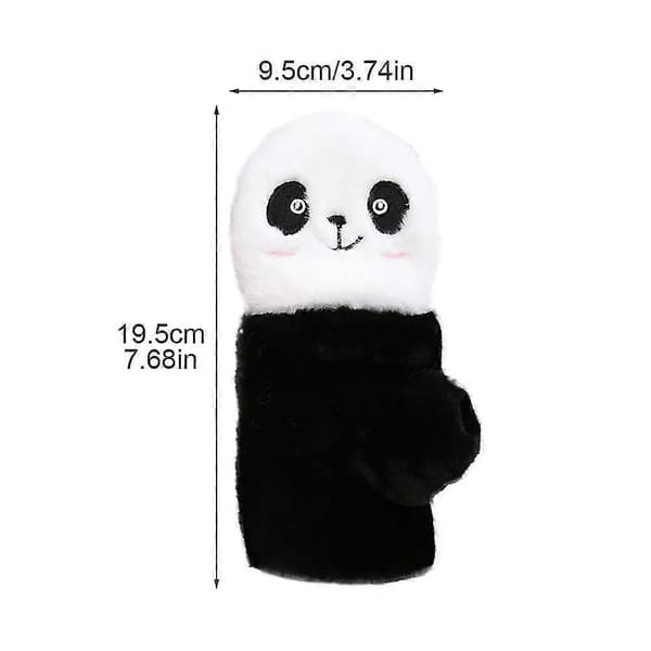 1 par Dam Daglig Söt 2-i-1 Flip Handskar Halv Finger Tecknad Panda Vinter Varm vit white