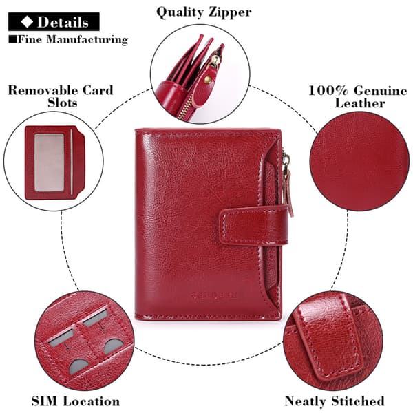 Small Wallet for Women Genuine Leather Bifold Compact RFID B