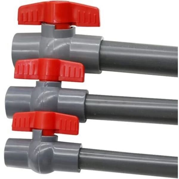 2 stk. 40 mm PVC kugleventil, U-PVC plastvandhanerørventil lige