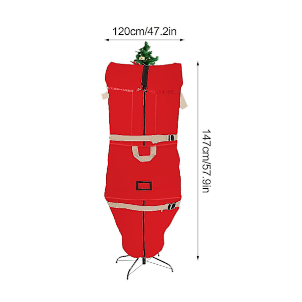 Pysty joulukuusen säilytyspussi  Repäisykestävä materiaali erittäin kestävään  Sopii koottuihin puihin Red 147*120cm