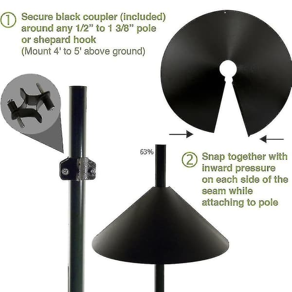 Squirrel-Proof Baffle for Bird Feeder - Wrap-Around Protection 12in 12in