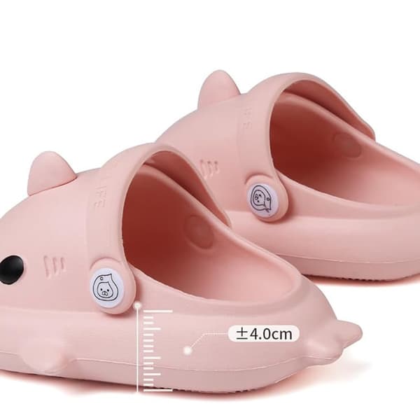 Shark Slippers with Thick & Soft Sole Size 27 - Pink - tfrf